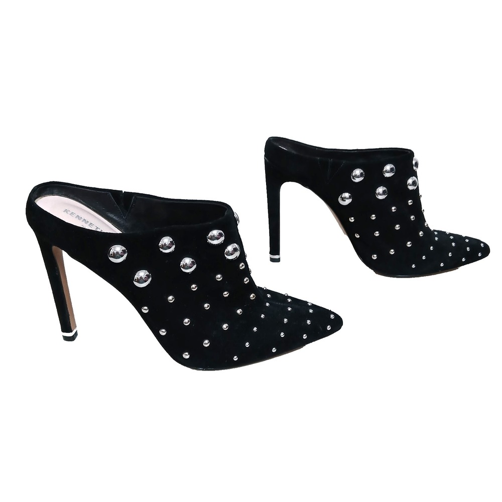 Kenneth Cole Riley 110 Studded Pointed Toe Mule Heels Women 9.5 Suede Leather